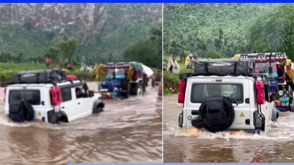 मारुति जिम्नी ने नदी से लदे ट्रैक्टर को बचाया