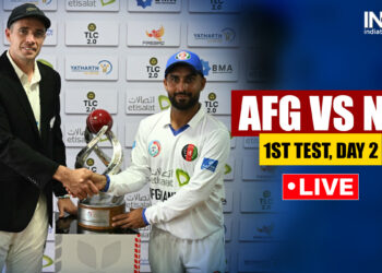 AFG vs NZ 1st Test Live Score: फिर से गीली आउटफील्ड के कारण टॉस में देरी, लंच के तुरंत बाद पहला निरीक्षण