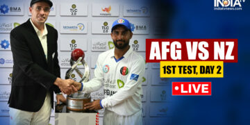 AFG vs NZ 1st Test Live Score: फिर से गीली आउटफील्ड के कारण टॉस में देरी, लंच के तुरंत बाद पहला निरीक्षण