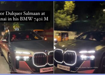 दुलकर सलमान चेन्नई में अपनी BMW 740i M स्पोर्ट चलाते हुए देखे गए