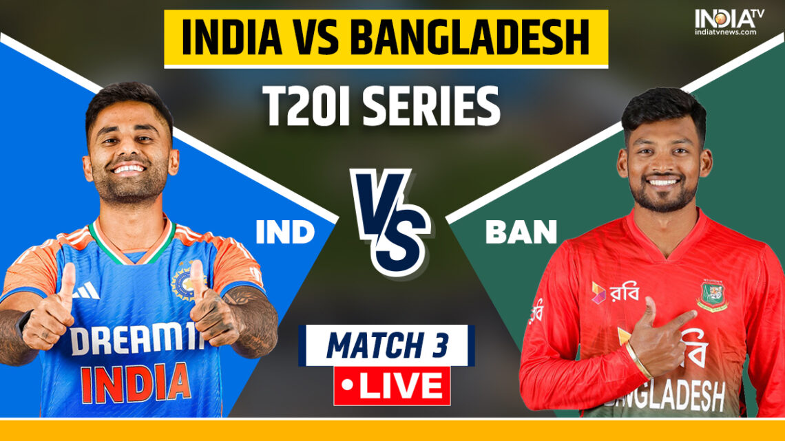 IND vs BAN, तीसरा T20I लाइव स्कोर: भारत की निगाहें क्लीन स्वीप पर, बांग्लादेश महमुदुल्लाह की विदाई के लिए तैयार