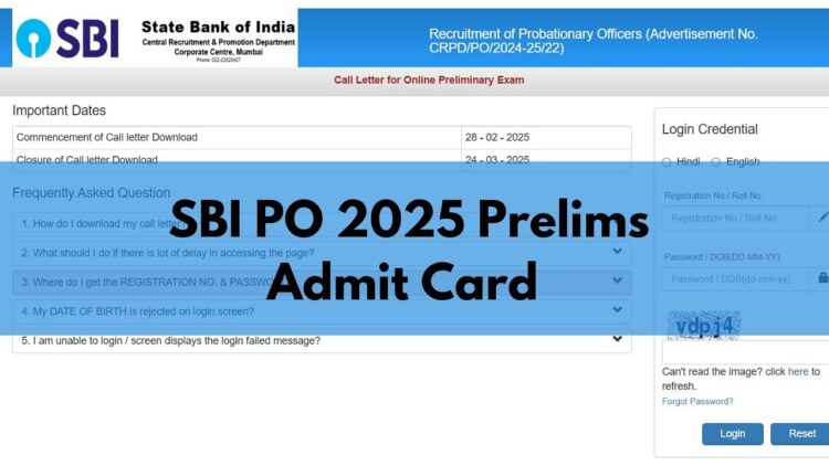 SBI PO 2025 PRELIMS ADMIT कार्ड SBI.CO.in पर जारी किया गया; यहाँ सीधा लिंक है