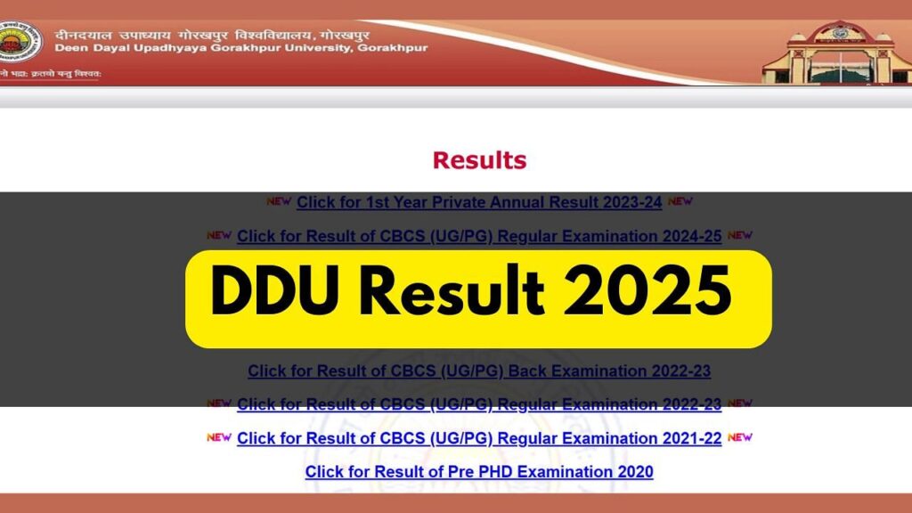 DDU परिणाम 2025 ddugu.ac.in पर घोषित किया गया; यूजी और पीजी सेमेस्टर परीक्षा स्कोर की जाँच करें, यहां सीधा लिंक