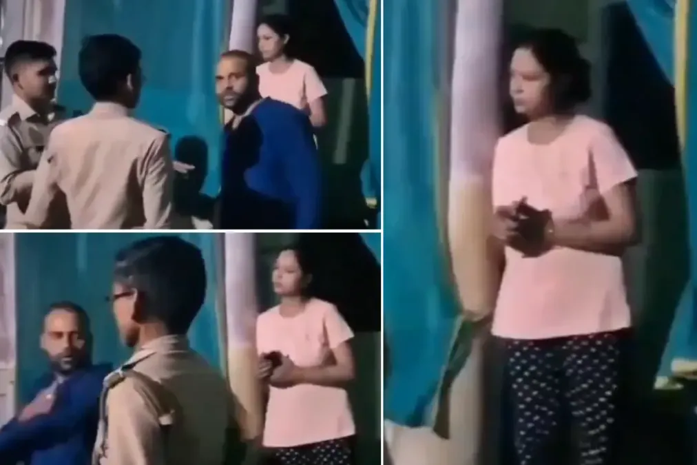 झांसी वायरल वीडियो: बेशर्म! पत्नी ने प्रेमी के साथ लाल-हाथ पकड़ा, युगल अहंकार रूप से पुलिस और पति का सामना करता है