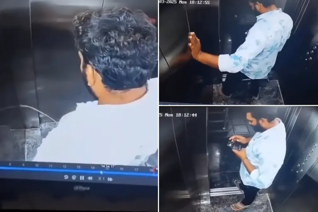 वायरल वीडियो: बीमार! मनुष्य बेशर्मी से आवासीय समाज लिफ्ट, इंटरनेट फोड़े के अंदर पीस करता है