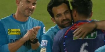 अवेश खान ने फाइनल में एलएसजी के लिए थ्रिलर को सील करने के बाद ज़हीर खान के साथ भावनात्मक गले साझा किया