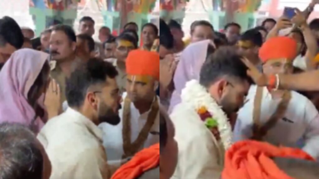अनुष्का शर्मा के साथ विराट कोहली अयोध्या के राम मंदिर में प्रार्थना प्रदान करता है घड़ी