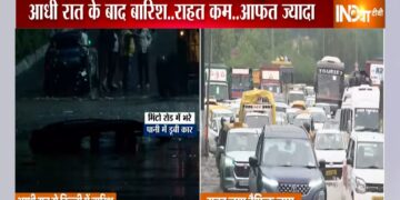 दिल्ली का मौसम: IMD के लाल अलर्ट के बाद बारिश NCR, MINTO ROAD पर डूबा हुआ कार | वीडियो