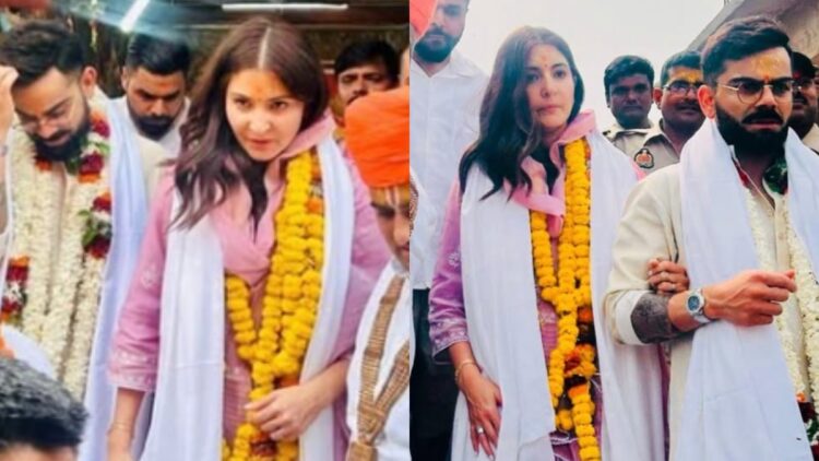 अनुष्का शर्मा चंदेरी कुर्ते पहनती है, जबकि अयोध्या मंदिर में विराट कोहली के साथ प्रार्थना की पेशकश करते हुए, चेक मूल्य