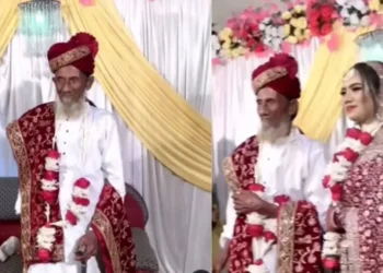 दुल्हन दूल्हे वायरल वीडियो: गजब! 91 वर्षीय पुरुष युवा महिला से शादी करता है; उसकी अभिव्यक्ति वायरल हो जाती है!