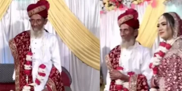 दुल्हन दूल्हे वायरल वीडियो: गजब! 91 वर्षीय पुरुष युवा महिला से शादी करता है; उसकी अभिव्यक्ति वायरल हो जाती है!