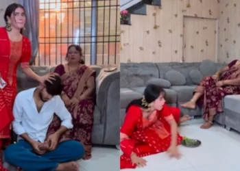 वायरल वीडियो: पत्नी मजाक में पति को सास के सामने मारती है, उसकी हिंसक प्रतिक्रिया बाद में उसकी भावनाओं को पूरा करती है