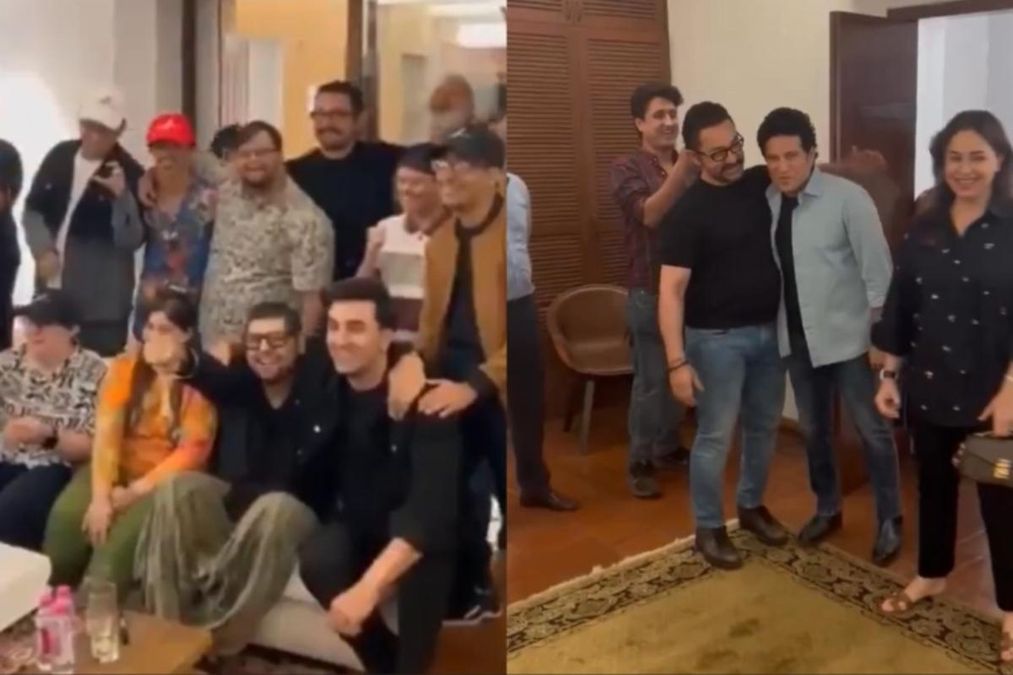 सचिन तेंदुलकर आमिर खान के निवास पर एक जादुई संगीत रात के लिए रणबीर कपूर और 'सीतारे ज़मीन पार' के साथ जुड़ते हैं