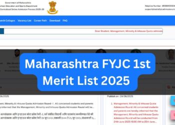 Maharashtra FYJC 1ST MERIT LIST 2025 आज शाम 5 बजे Mahafyjcadmissions.in पर जारी किया जाएगा।
