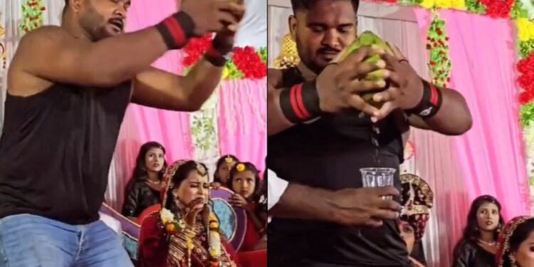 दुल्हन दूल्हे वायरल वीडियो: आदमी सिर के साथ नारियल को तोड़ता है, दुल्हा दुल्हन झटका है, नेटिज़ेंस आश्चर्य है कि वह दिल toota ashiq है !!