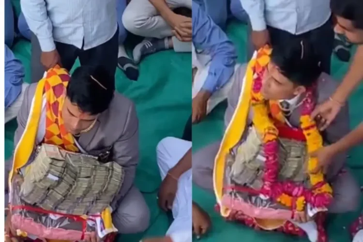दुल्हन दूल्हे वायरल वीडियो: दूल्हे की गोद में कैश ऑफ कैश सोशल मीडिया हलचल पैदा करता है, नेटिज़ेन कहते हैं 'खरेद लीया'