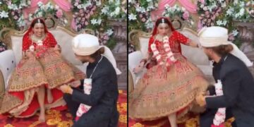 दुल्हन दूल्हे वायरल वीडियो: शादी हां बारबाड़ी? पायल जोक मंच पर WWE मैच में बदल जाता है, दूल्हे ने दुल्हन को बेरहमी से हराया