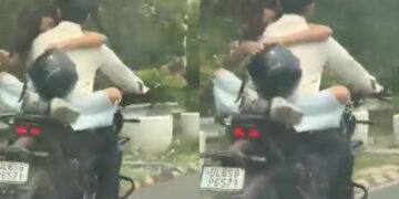 नोएडा वायरल वीडियो: प्यार का चालान! बाइक रोमांस खुली गुस्से में नेटिज़ेंस में, पुलिस ने जुर्माना लगाया