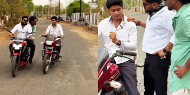 वायरल वीडियो: एक जिफी में भीगी बिली को स्वैग! बाइक पर लड़का धमकी देता है, फिर 'कुताई, वॉच' से बचने के लिए ट्रैक बदल जाता है