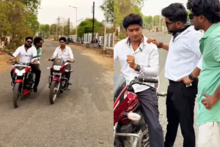 वायरल वीडियो: एक जिफी में भीगी बिली को स्वैग! बाइक पर लड़का धमकी देता है, फिर 'कुताई, वॉच' से बचने के लिए ट्रैक बदल जाता है