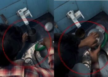 वायरल वीडियो: चाय विक्रेता बर्तन धोने के लिए ट्रेन टॉयलेट पॉट का उपयोग करता है
