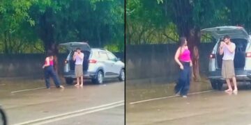 वायरल वीडियो: पति और पत्नी ने बारिश में एक सड़क पर फिल्मी दृश्य को फिर से बनाया, नेटिज़ेंस ओवरव्यूड