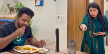 वायरल वीडियो: पति को फोन पर ध्यान देने के साथ भोजन का आनंद मिलता है, पत्नी शिष्टाचार का प्रचार करती है, ध्यान में उसकी पारी इंटरनेट को तोड़ देती है