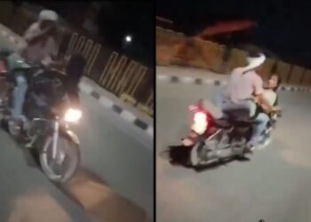 वायरल वीडियो: राष्ट्रीय राजमार्ग पर बाइक पर आपत्तिजनक स्थिति में लड़का और लड़की सवाल उठाता है, नेटिज़ेंस वजन में
