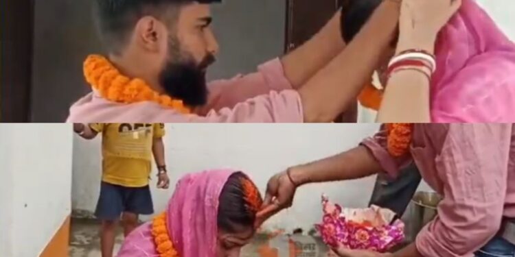 वायरल वीडियो: विचित्र मोड़ में, महिला पति की उपस्थिति में भतीजे से शादी करती है