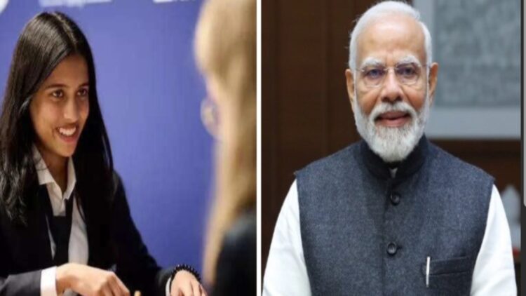 विश्व टीम ब्लिट्ज चैंपियनशिप में विश्व नंबर एक को हराने के लिए पीएम मोदी ने ग्रैंडमास्टर दिव्या देशमुख को लाउडमास्टर डिविया देशमुख