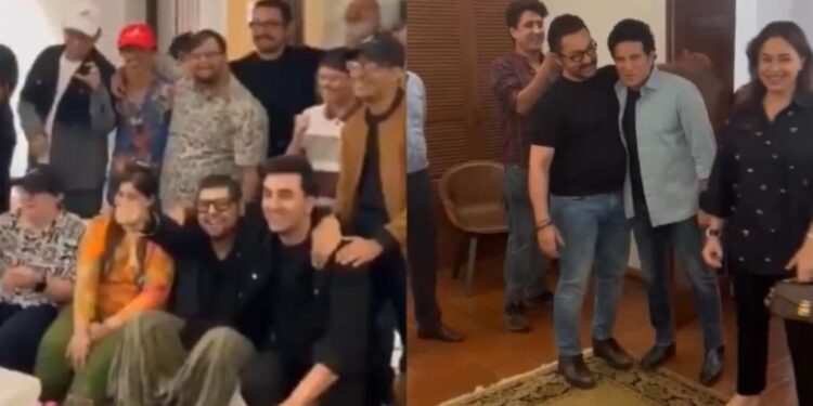 सचिन तेंदुलकर आमिर खान के निवास पर एक जादुई संगीत रात के लिए रणबीर कपूर और 'सीतारे ज़मीन पार' के साथ जुड़ते हैं