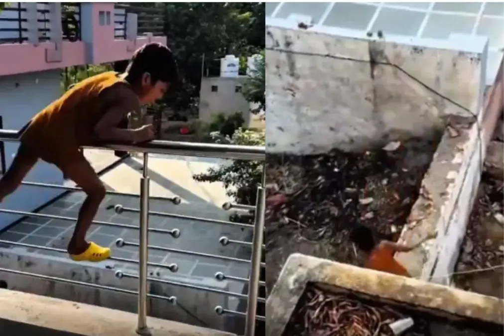 वायरल वीडियो: माँ बच्चे को बाहर जाने से रोकती है, वह पहली मंजिल से नीचे चढ़ने के लिए एक वैकल्पिक मार्ग ढूंढता है, जांच करता है