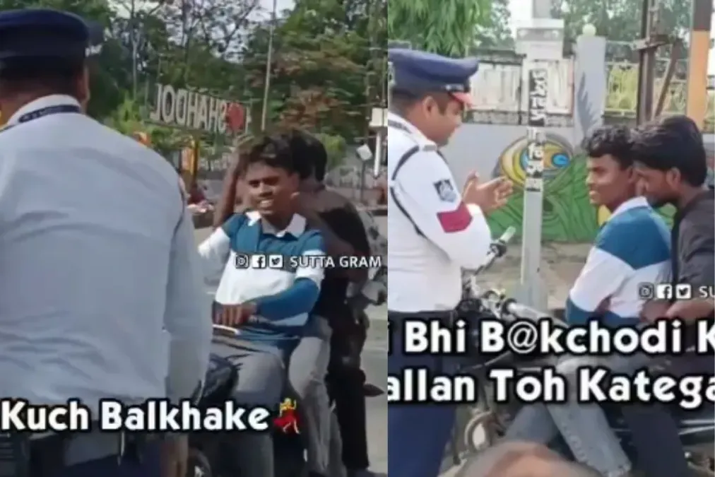 वायरल वीडियो: 'हिंदी मुझे चालान करेनेट आपाका ...' ट्रैफिक कॉप ने बाइक राइडर्स को उल्लंघन करने वाले नियमों का उल्लंघन किया, फर्म और विनम्र पुलिसकर्मी हार्ट हार्ट ऑनलाइन