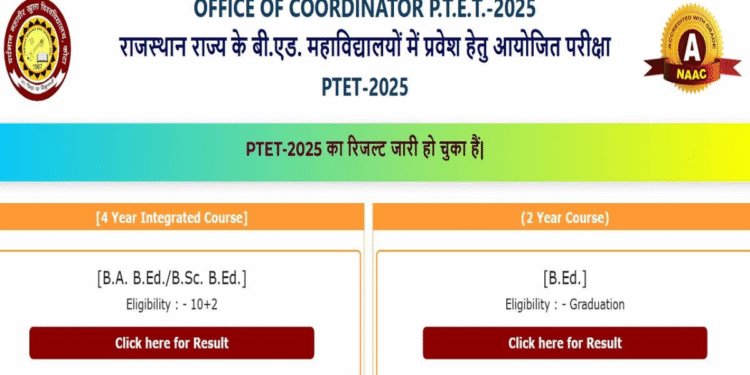 राजस्थान PTET परिणाम 2025 घोषित: रैंक कार्ड डाउनलोड के लिए उपलब्ध है