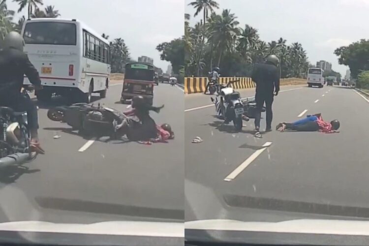 वायरल वीडियो: स्कूटी पर सुंदर सवारी करने वाली महिलाएं अचानक सड़क पर फ्लैट गिरती हैं, क्यों देखें?